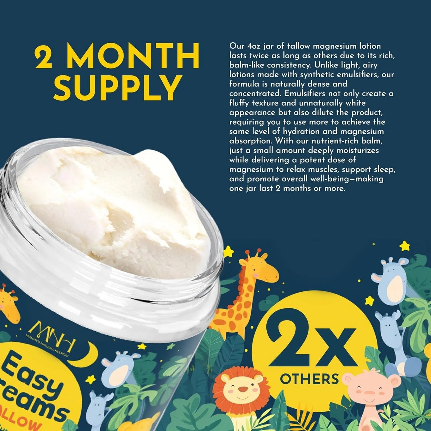 Easy Dreams Tallow Magnesium Cream – Natural Sleep Aid for Kids