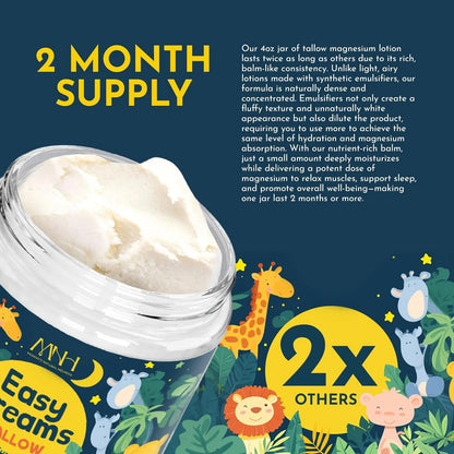 Easy Dreams Tallow Magnesium Cream – Natural Sleep Aid for Kids