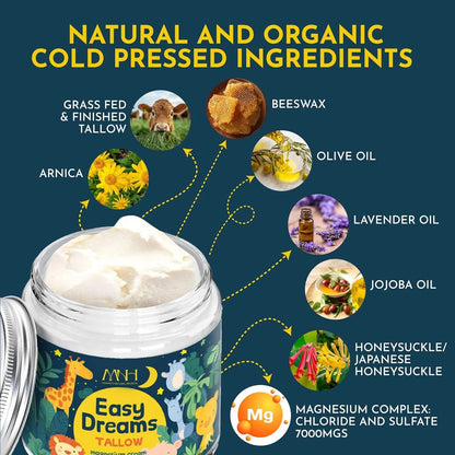 Easy Dreams Tallow Magnesium Cream – Natural Sleep Aid for Kids