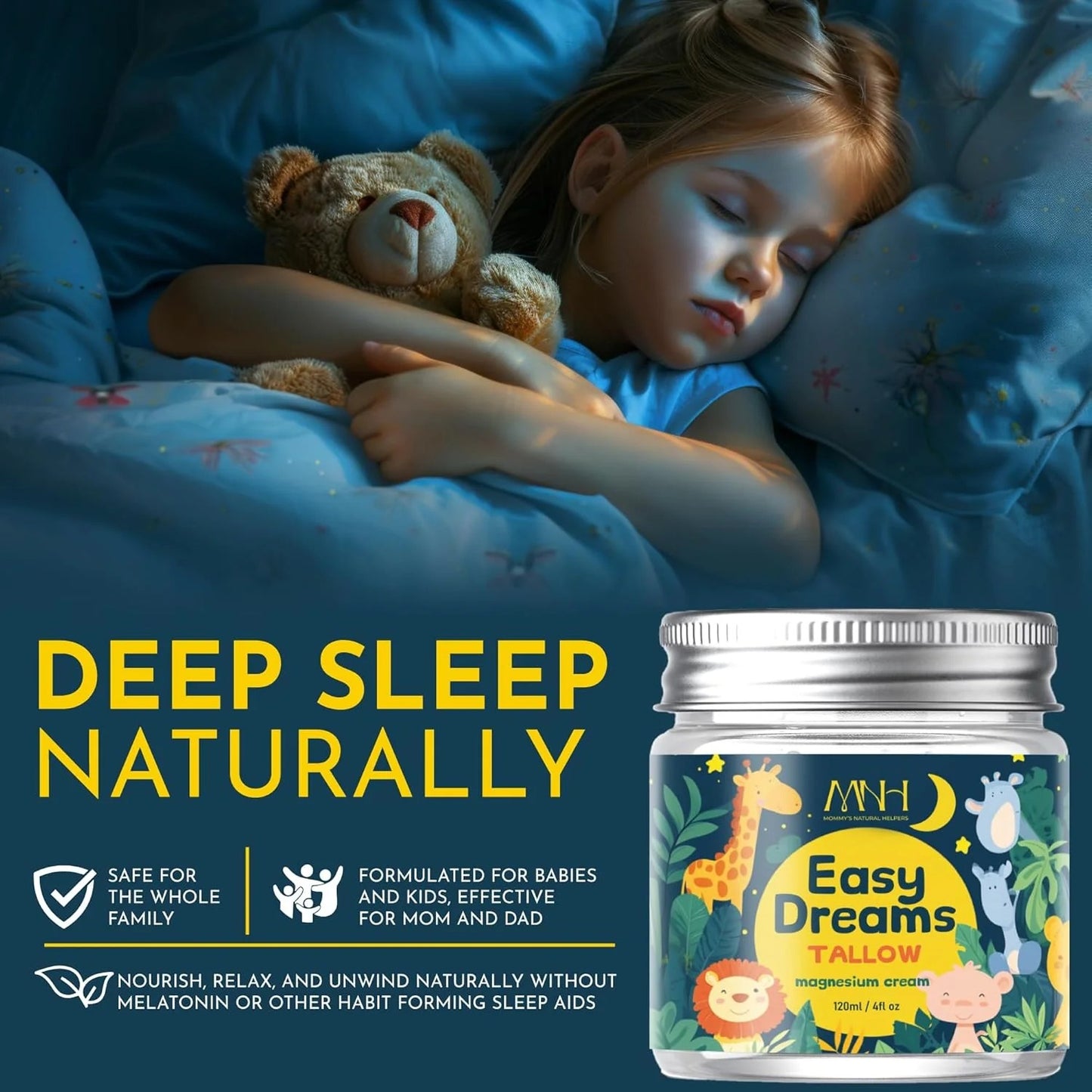 Easy Dreams Tallow Magnesium Cream – Natural Sleep Aid for Kids